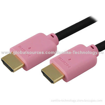 HDMI Cables with Single Color Molding Type, Golden Plated Connector
